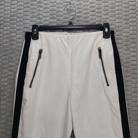 Rag N Bone Simone Pants-High Rise-Cigarette-White with Black Stripe-Sz 6 - Picture 2 of 11